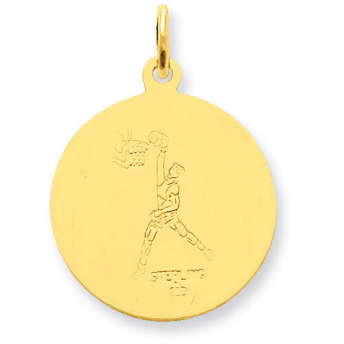 24k Gold-plated St. Christopher Basketball Medal Sterling Silver QC5639