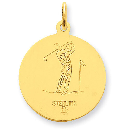 24k Gold-plated St. Christopher Golf Medal Sterling Silver QC5640