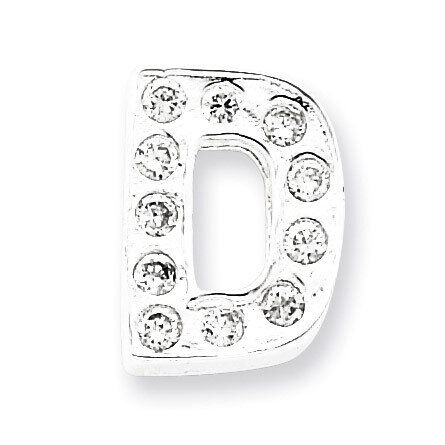 CZ Initial D Charm Sterling Silver QC6527D