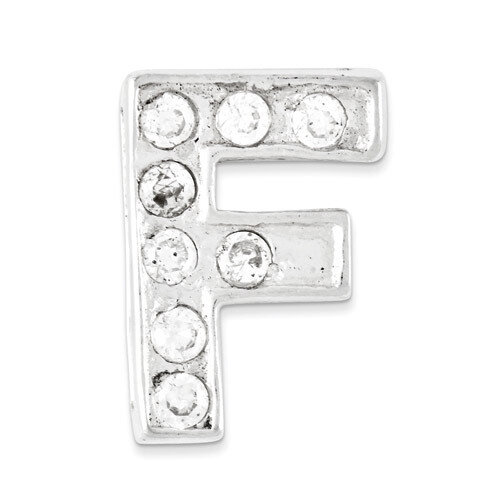 CZ Initial F Charm Sterling Silver QC6527F