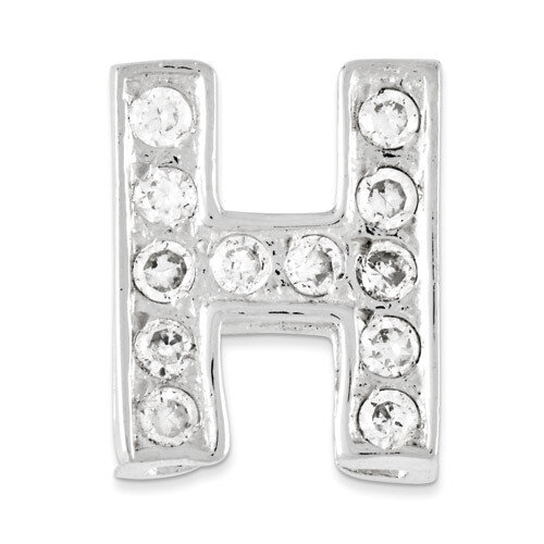 CZ Initial H Charm Sterling Silver QC6527H