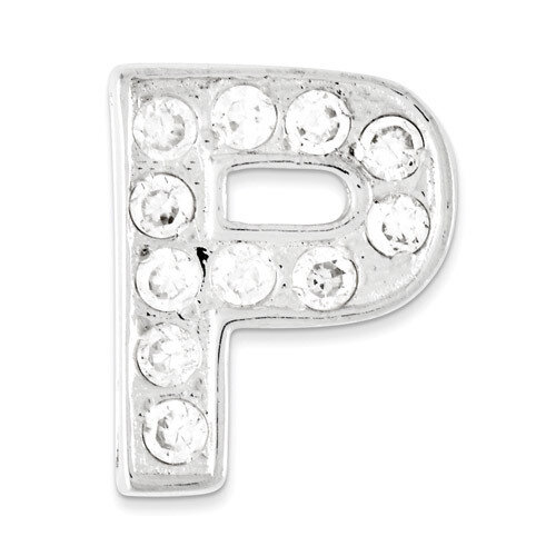 CZ Initial P Charm Sterling Silver QC6527P