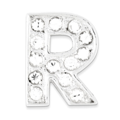 CZ Initial R Charm Sterling Silver QC6527R