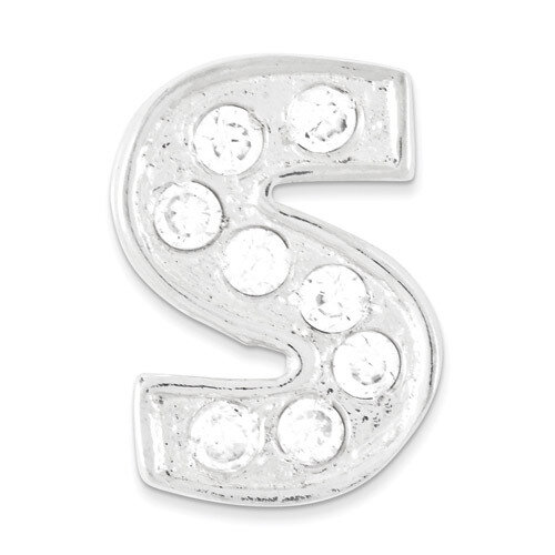 CZ Initial S Charm Sterling Silver QC6527S