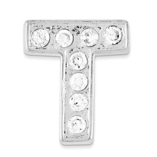 CZ Initial T Charm Sterling Silver QC6527T