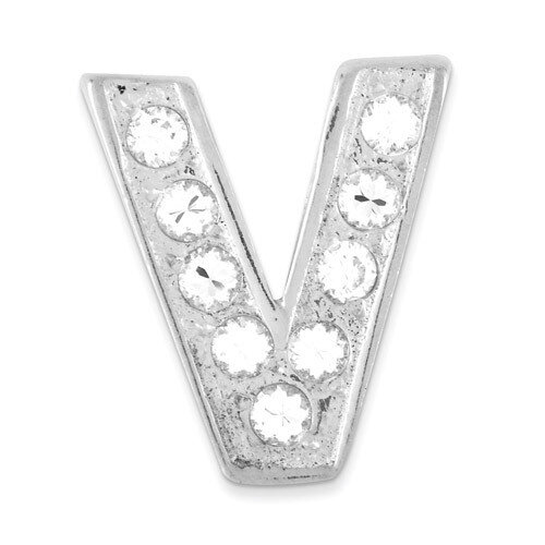 CZ Initial V Charm Sterling Silver QC6527V