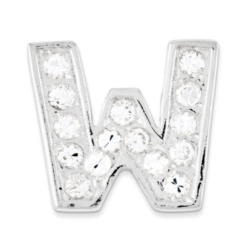 CZ Initial W Charm Sterling Silver QC6527W