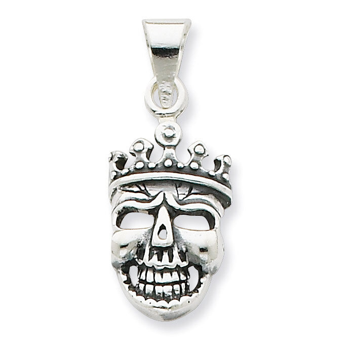 Antiqued Crowned Skull Pendant Sterling Silver QC6604