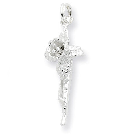 Polished Flower Charm Sterling Silver QC6629