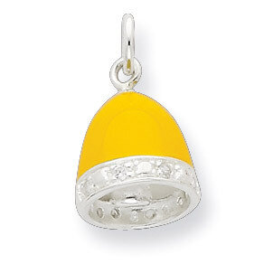 CZ Yellow Enameled Polished Bell Charm Sterling Silver QC6841