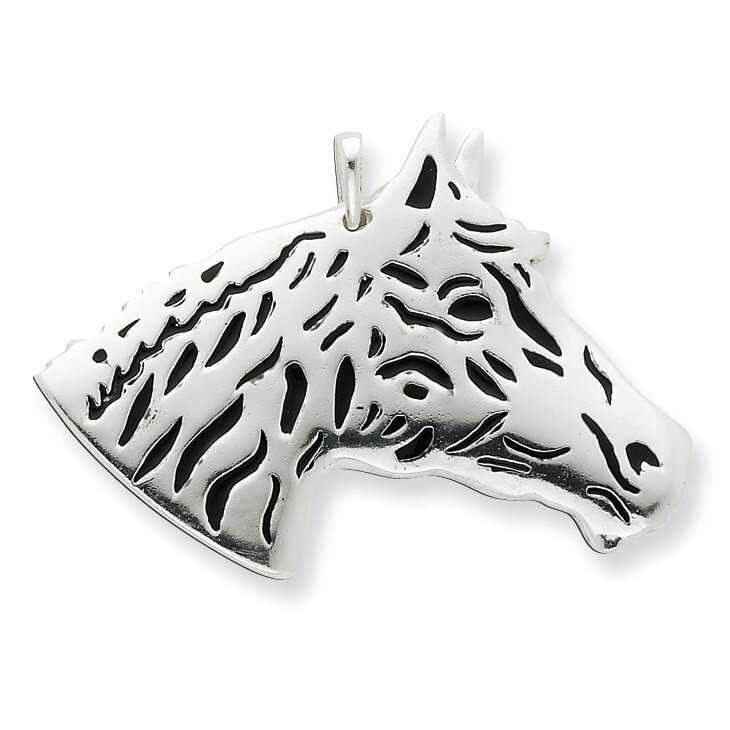 Enameled Horse Head Pendant Sterling Silver QC6958