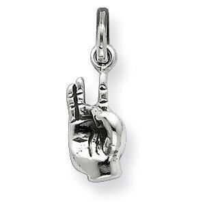 Antiqued Hand Symbol Charm Sterling Silver QC6977
