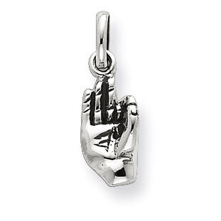 Antiqued Hand Symbol Charm Sterling Silver QC6982