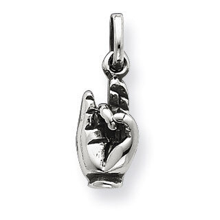 Antiqued Hand Symbol Charm Sterling Silver QC6983