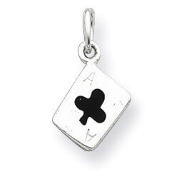 Enameled Ace Of Clubs Card Charm Sterling Silver QC6985