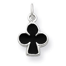 Black Enameled Club Charm Sterling Silver QC6991