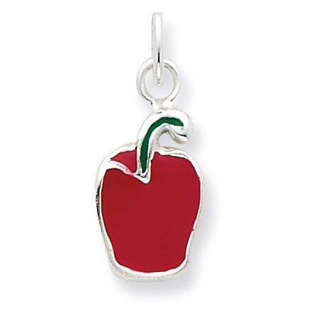 Enameled Red Pepper Charm Sterling Silver QC7039