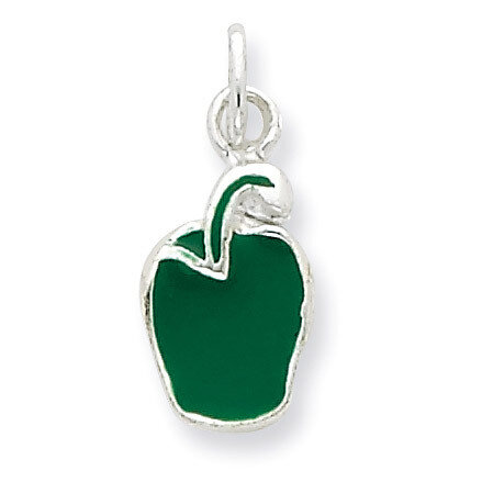 Enameled Green Pepper Charm Sterling Silver QC7040