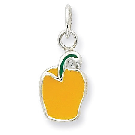 Enameled Yellow Pepper Charm Sterling Silver QC7041