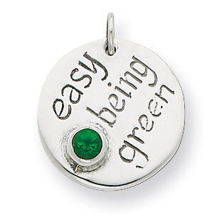 Easy Being Green CZ Charm Sterling Silver QC7105