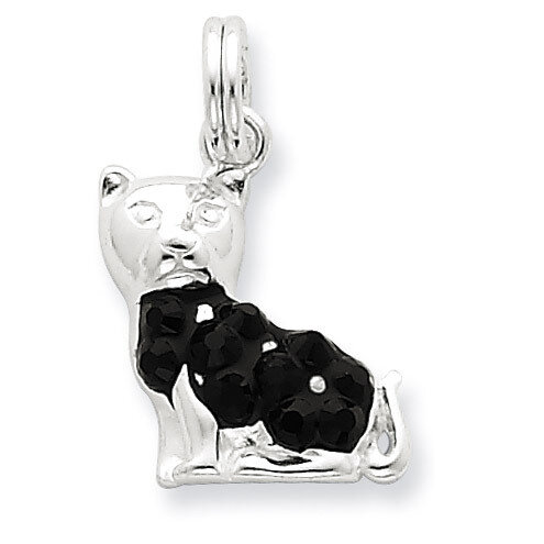 Enameled Cat Charm Sterling Silver QC7163