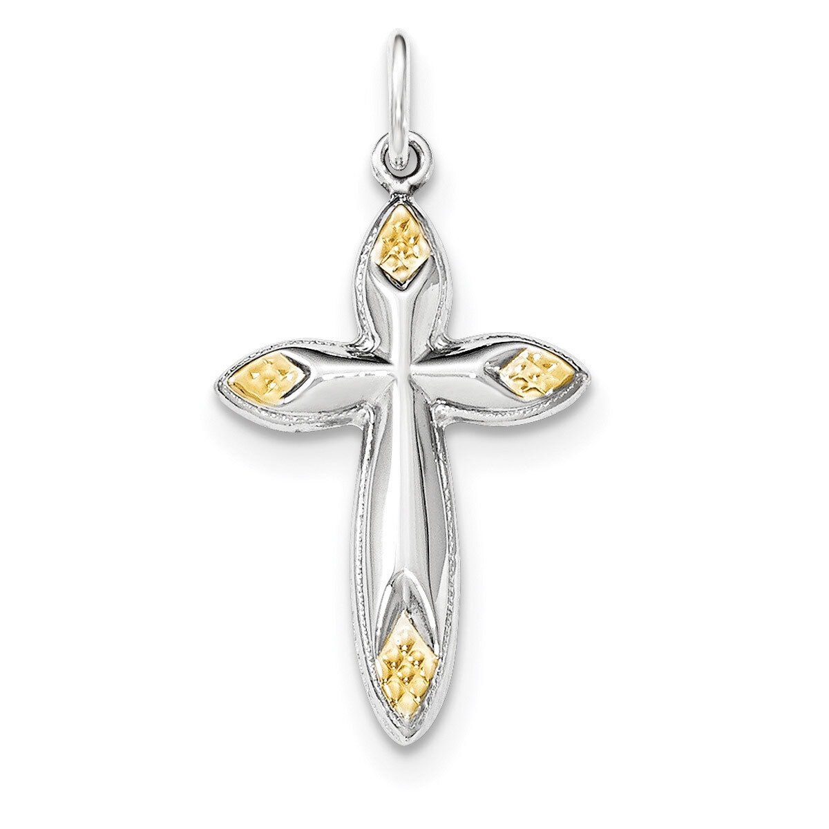 Gold-tone Hollow Cross Pendant Sterling Silver QC8162