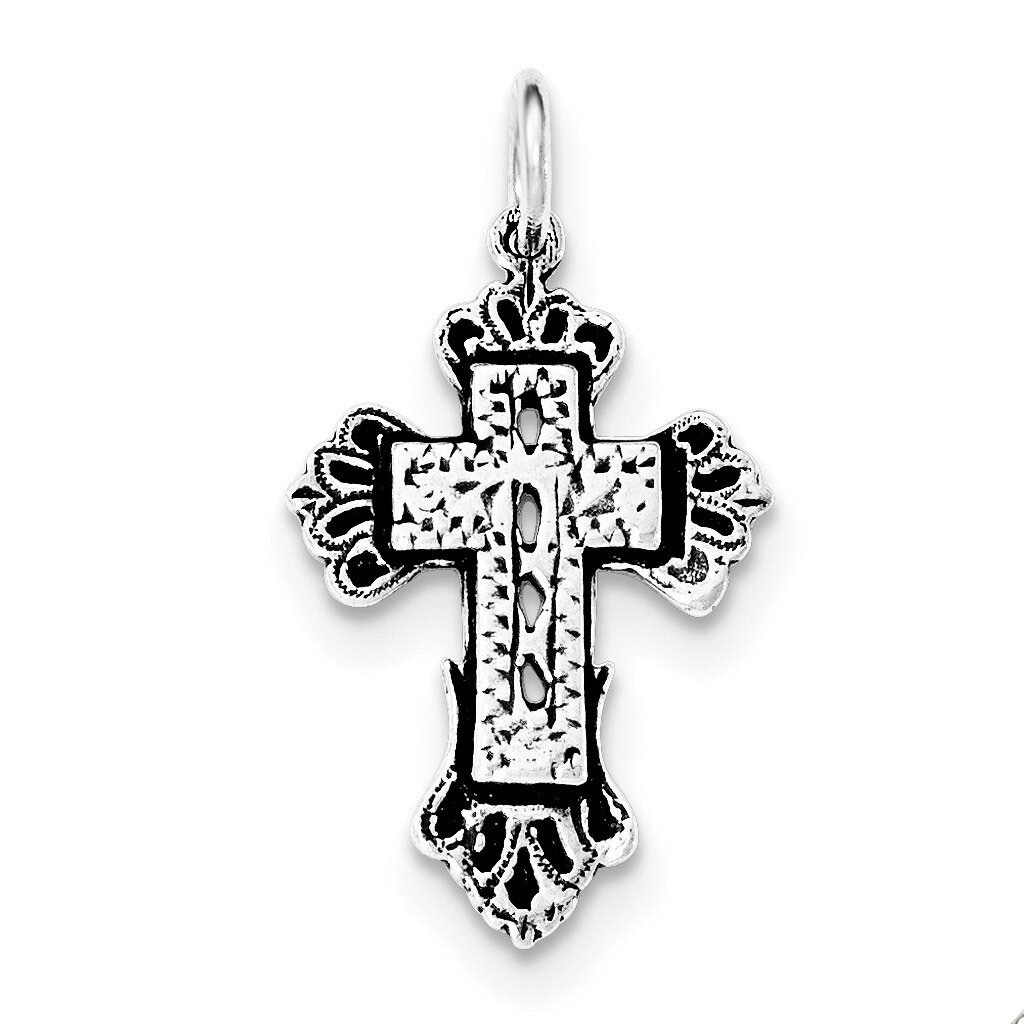 Antiqued Cut-out Center Cross Pendant Sterling Silver QC8216