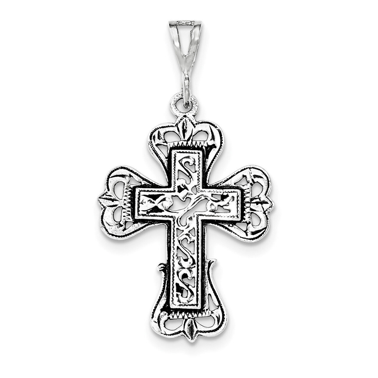 Antiqued S Design Cross Pendant Sterling Silver QC8225