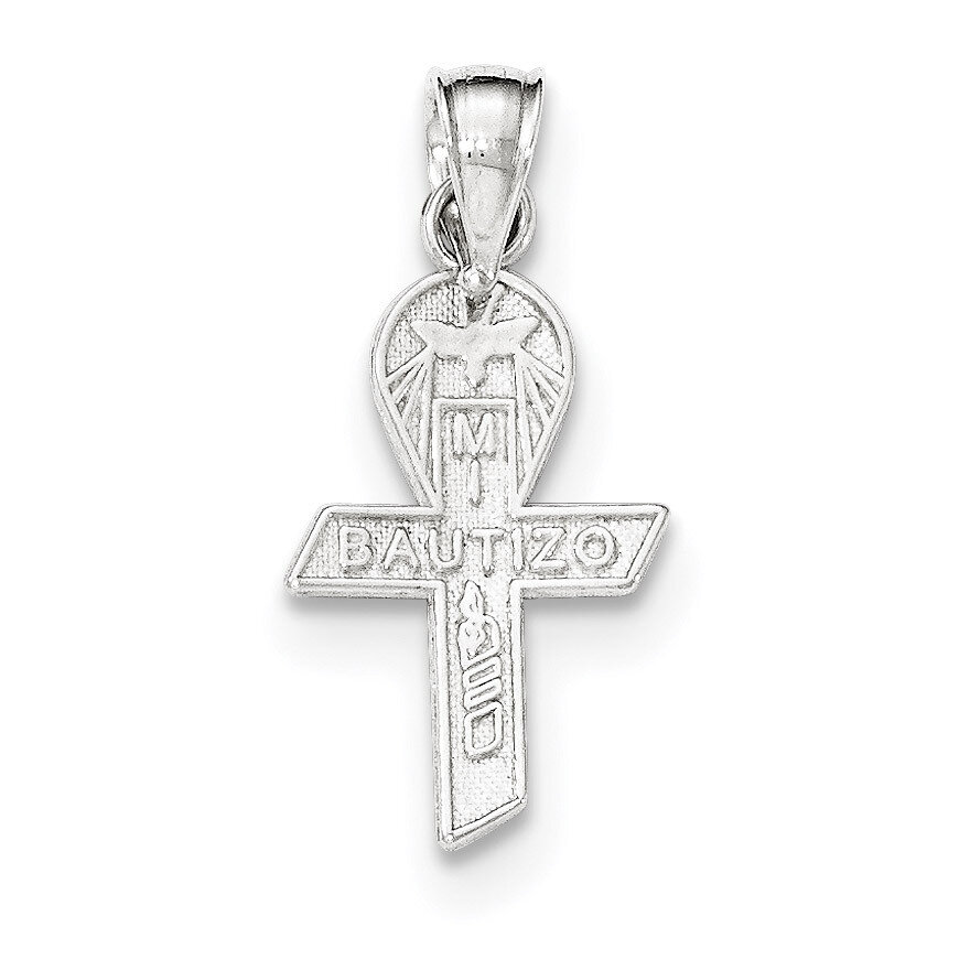 Polished Mi Primera Communion Mini Ribbon Pendant Sterling Silver QC8434