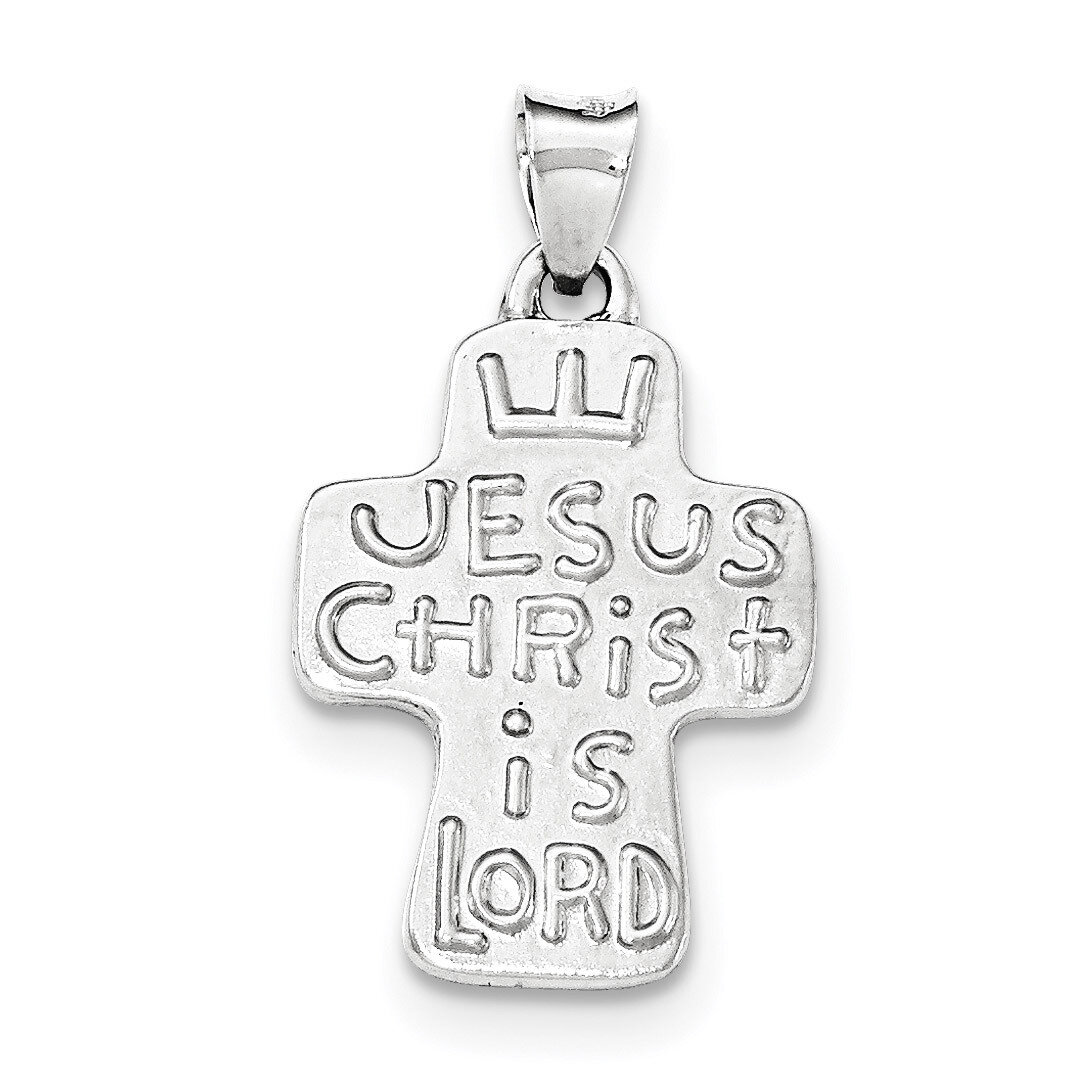 Textured, Brushed and Polished Religious Cross Pendant Sterling Silver QC8446