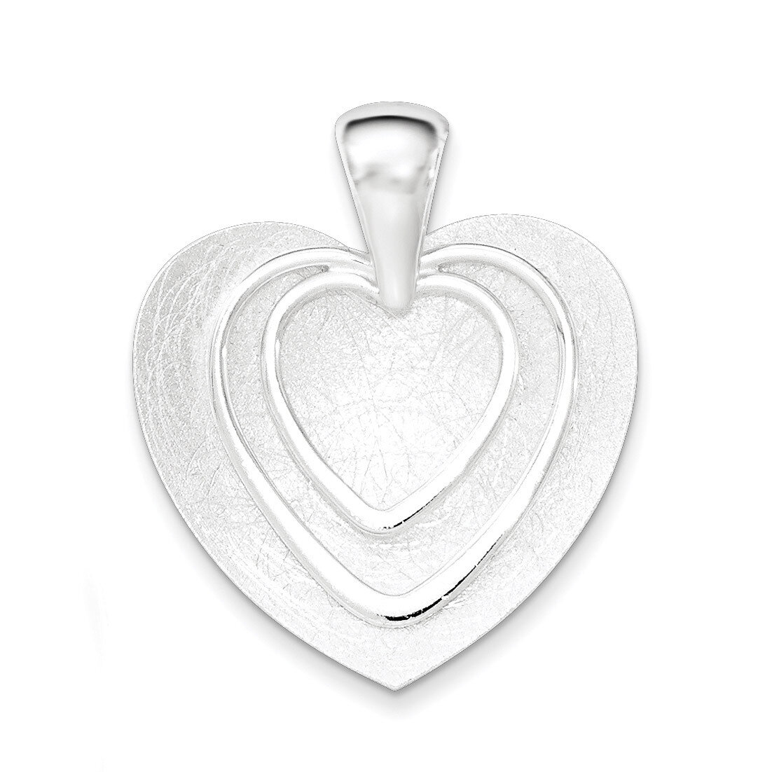 Polished &amp; Textured Heart Pendant Sterling Silver QC8491