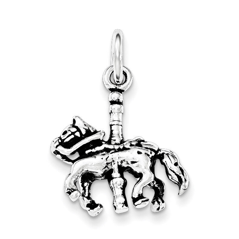 Antiqued Carousel Horse Pendant Sterling Silver QC8557