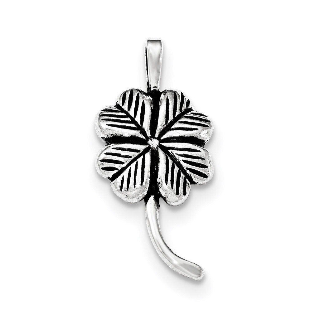 Antiqued &amp; Textured Clover Chain Slide Sterling Silver QC8656