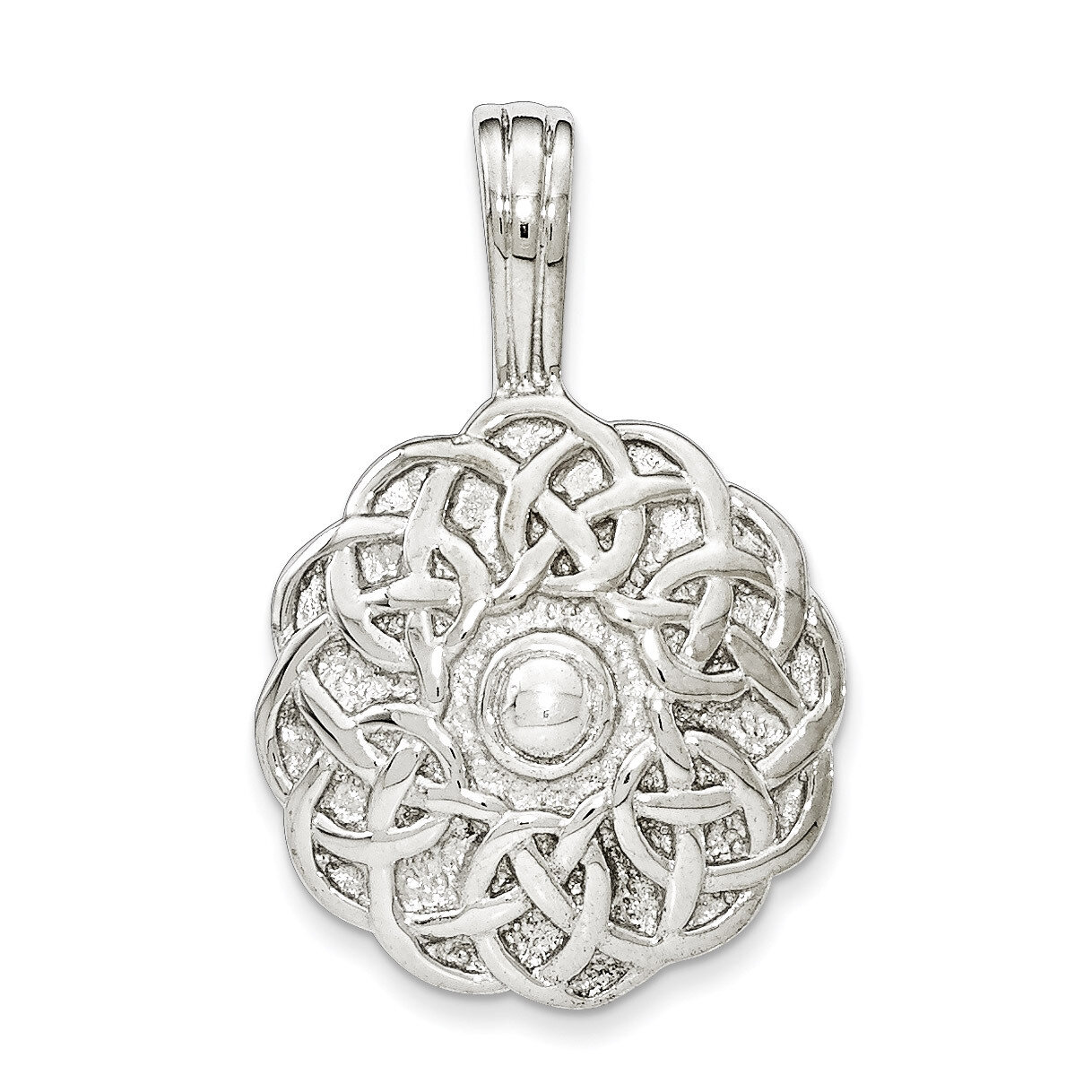 Polished and Textured Chain Slide Pendant Sterling Silver QC8669