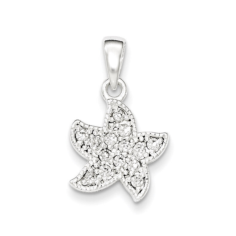 Rhodium-plated CZ Star Pendant Sterling Silver QC8690