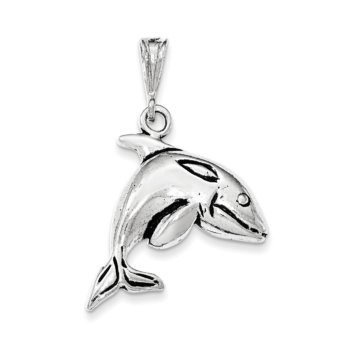Antiqued &amp; Textured Whale Pendant Sterling Silver QC8715