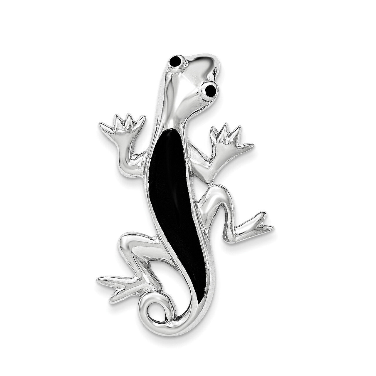 Polished Enameled Gecko Chain Slide Pendant Sterling Silver QC8748