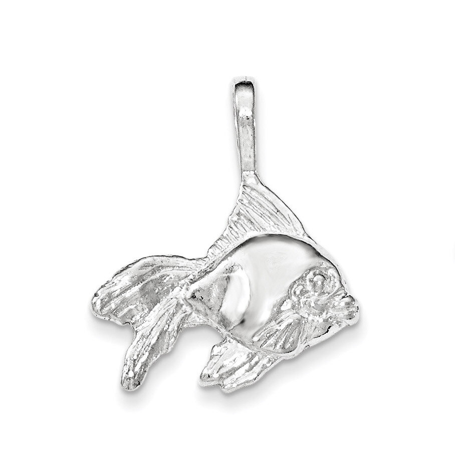 Polished &amp; Textured Goldfish with long Fins Chain Slide Sterling Silver QC8751