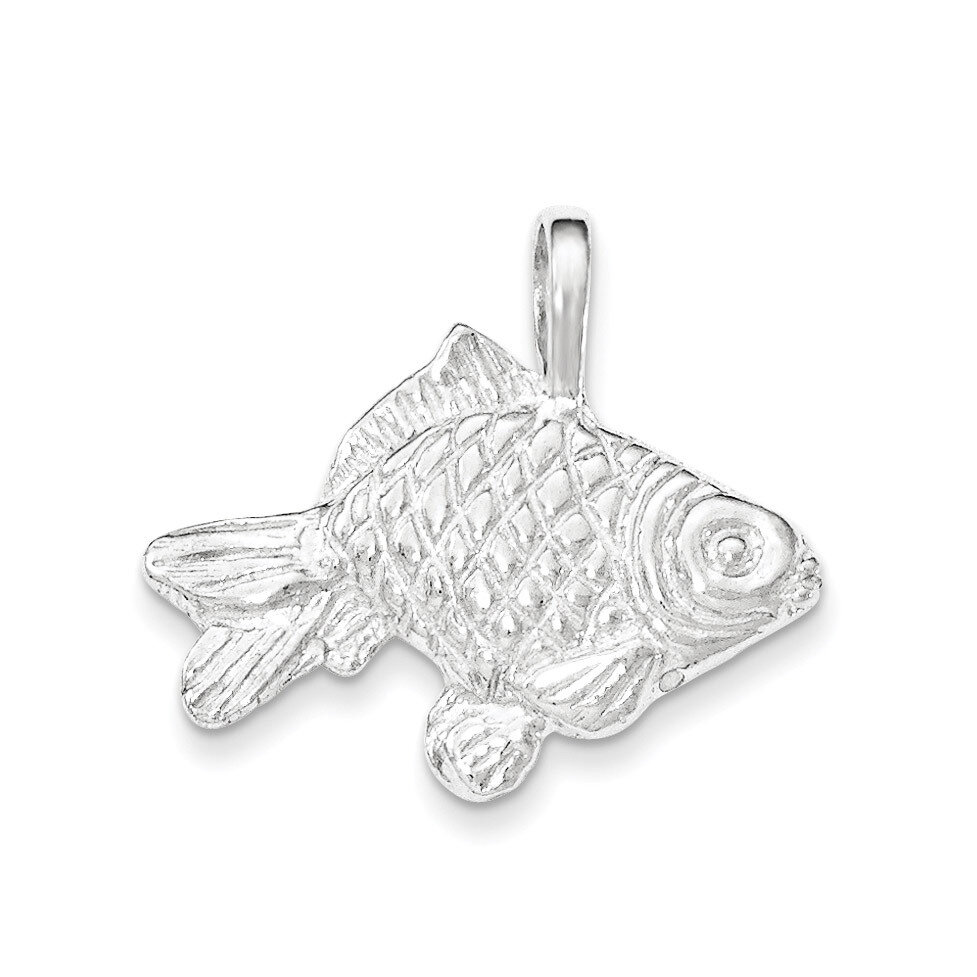 Polished &amp; Textured Goldfish Pendant Sterling Silver QC8759
