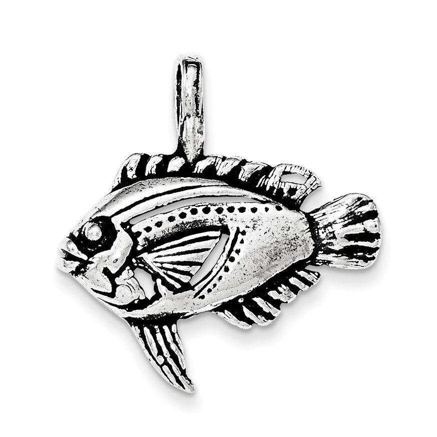 Antiqued & Textured Fish Pendant Sterling Silver QC8764