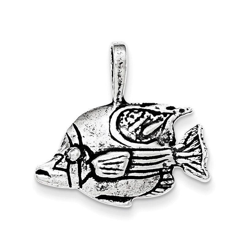 Antiqued Fish Pendant Sterling Silver QC8766