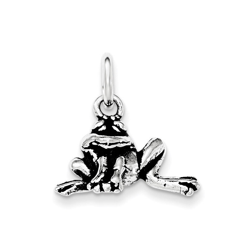 Antiqued 3-D Frog Pendant Sterling Silver QC8769