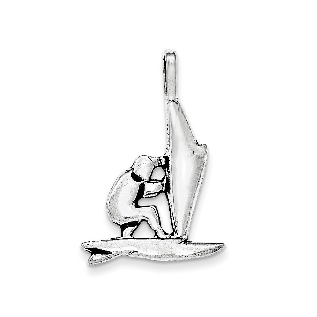 Antiqued Man Windsurfing Chain Slide Pendant Sterling Silver QC8774