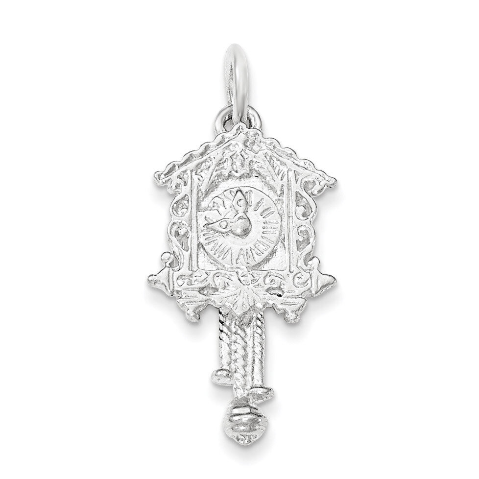 Polished Coo-Coo Clock Pendant Sterling Silver QC8804