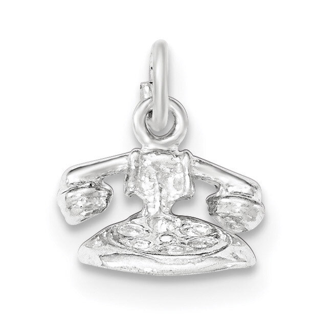 Polished &amp; Textured 3-D Telephone Pendant Sterling Silver QC8808