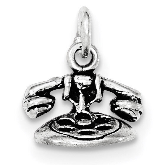 Antiqued &amp; Textured 3-D Telephone Pendant Sterling Silver QC8809