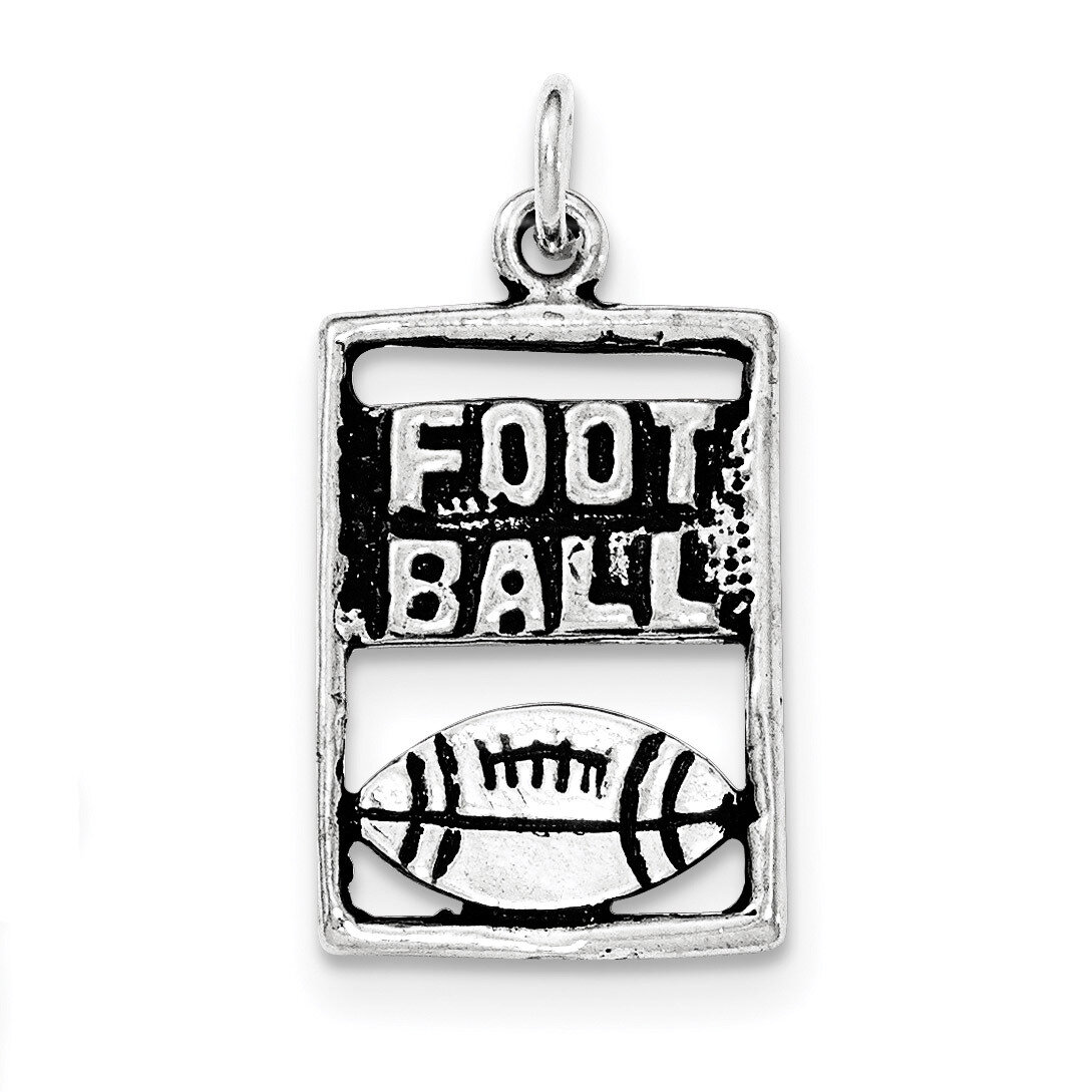 Antiqued Football Rectangle Pendant Sterling Silver QC8829