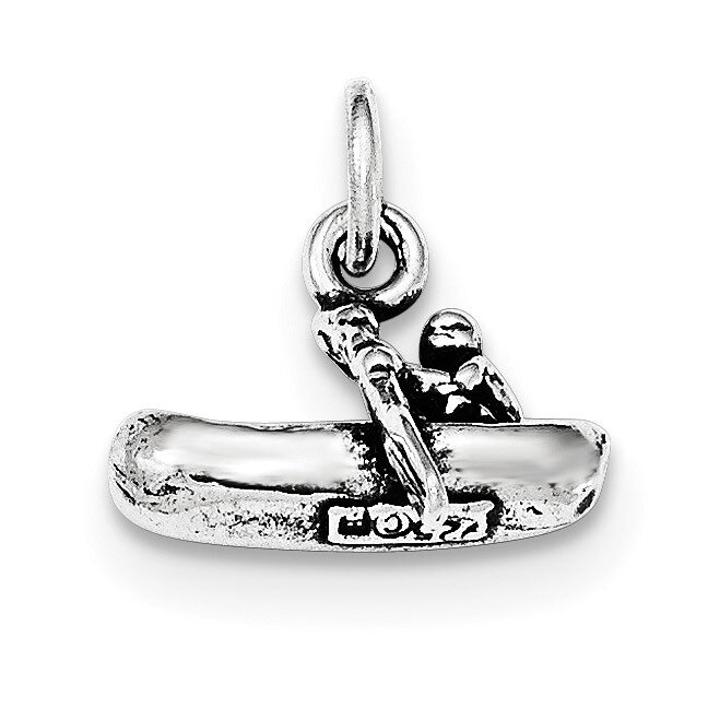 Antiqued 3-D Man Rowing Boat Pendant Sterling Silver QC8949