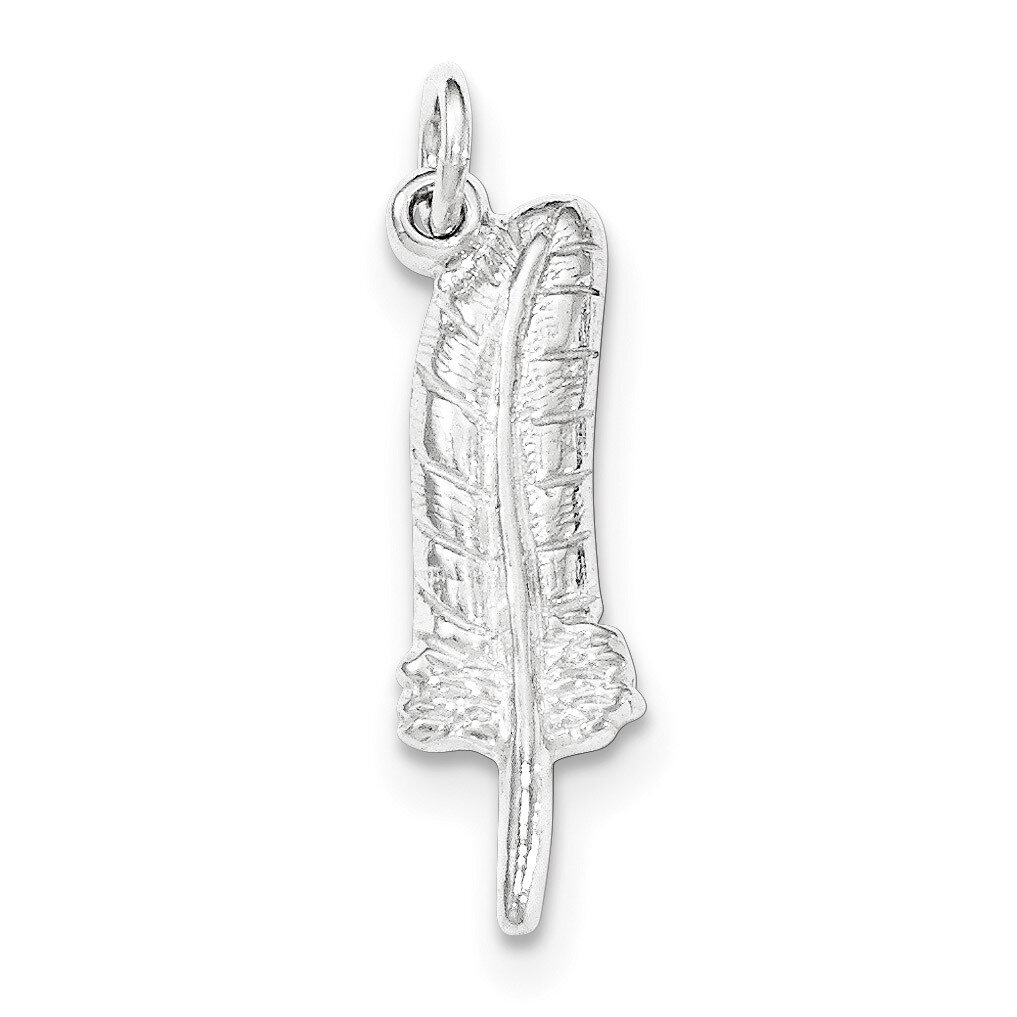Polished & Textured Feather Pendant Sterling Silver QC8955