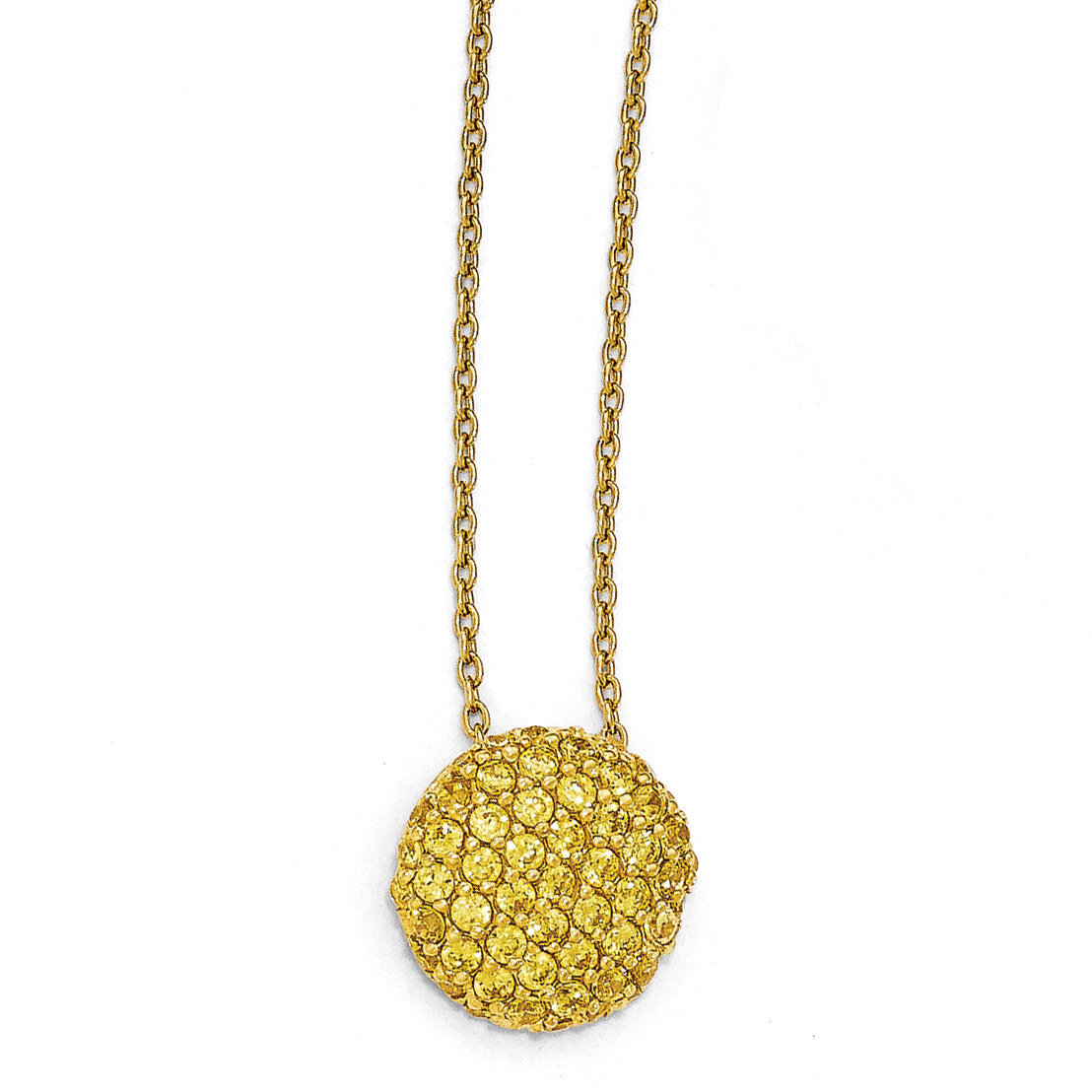 Gold-plated Yellow CZ Circle 18in. Necklace Sterling Silver QCM1203-18